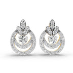 0.91 Carat Diamond Halo Cluster Stud Earrings 14K