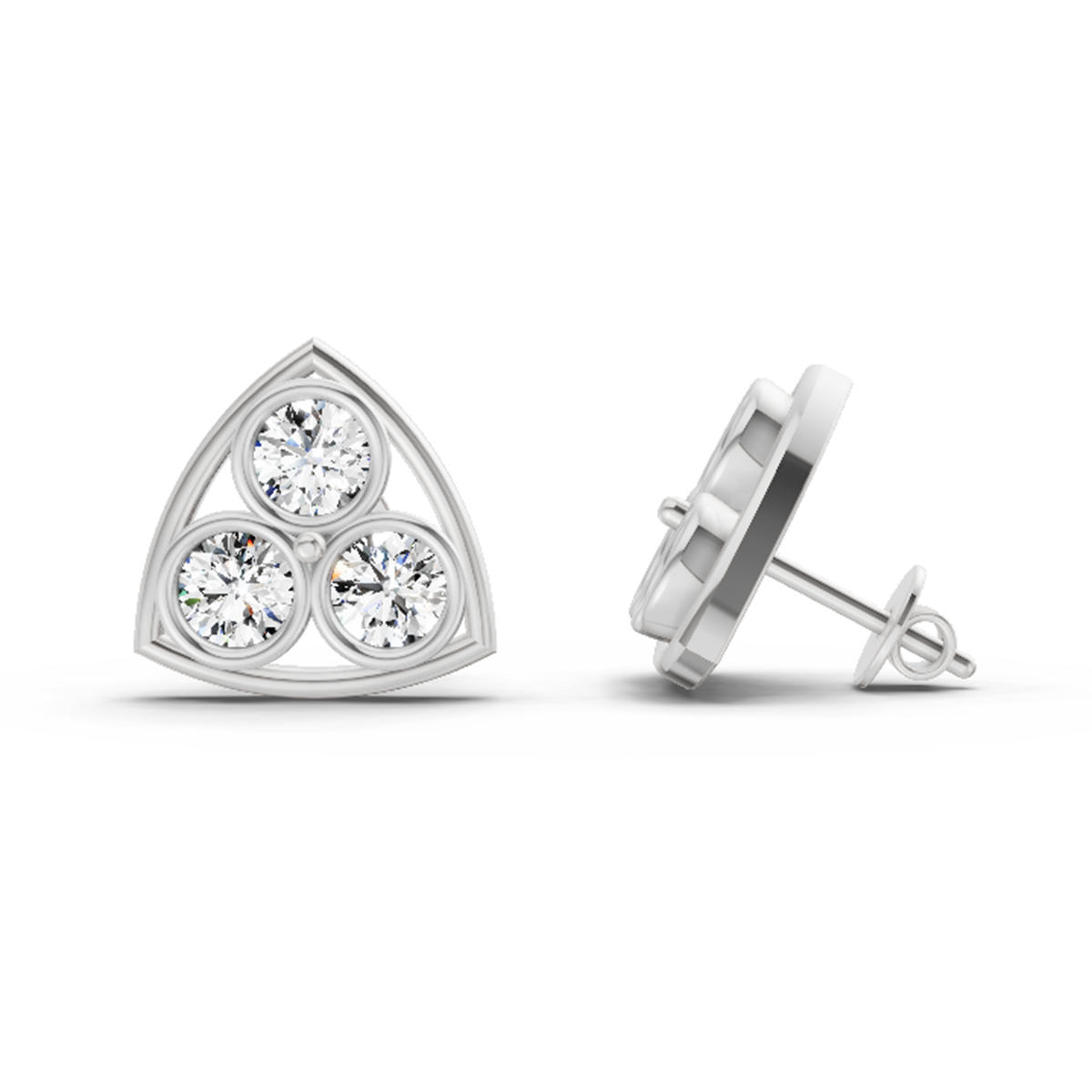 Graceful Cluster Diamond Stud Earrings