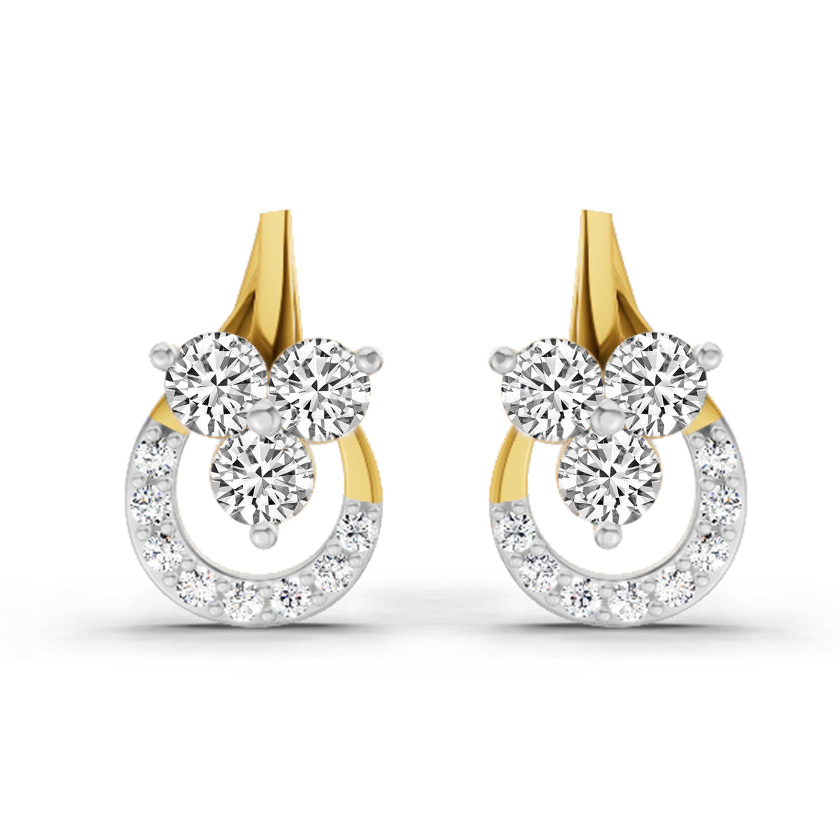 0.45 Carat Round Teardrop Stud Earrings 14K