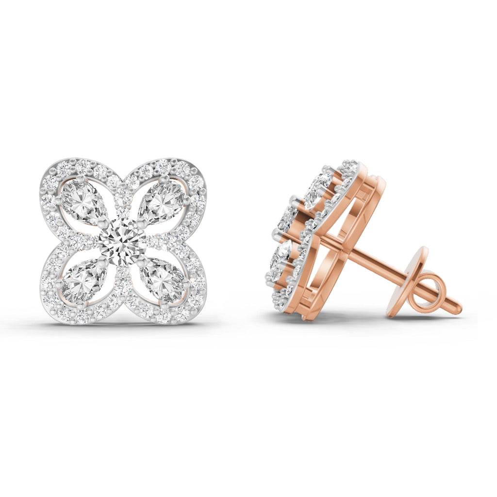 Luminous Round Halo Diamond Earrings