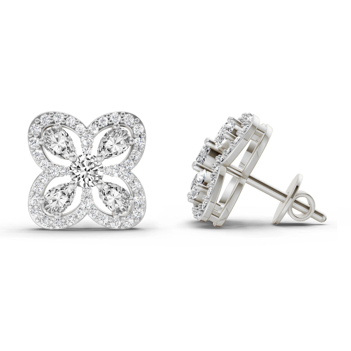 Luminous Round Halo Diamond Earrings