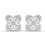 0.9 Carat Round Halo Earrings 14K