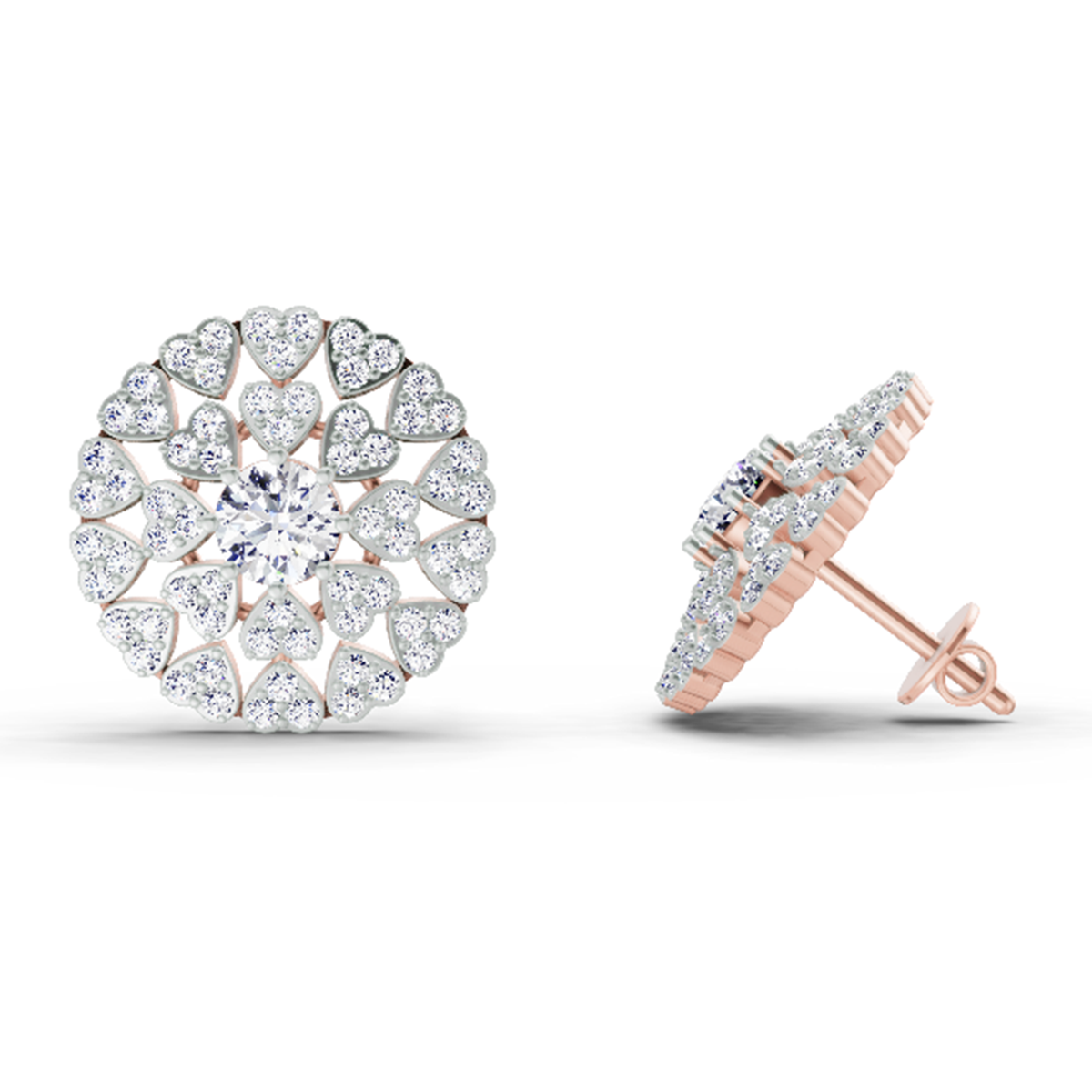 Sparkling Heart Halo Diamond Earrings