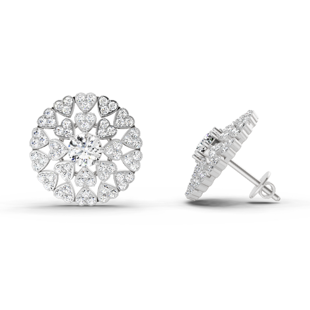 Sparkling Heart Halo Diamond Earrings