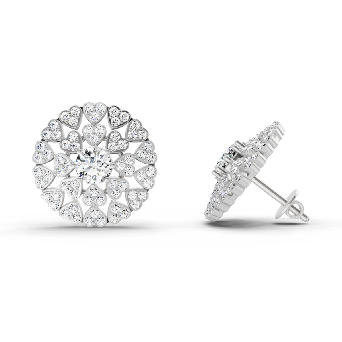 Sparkling Heart Halo Diamond Earrings