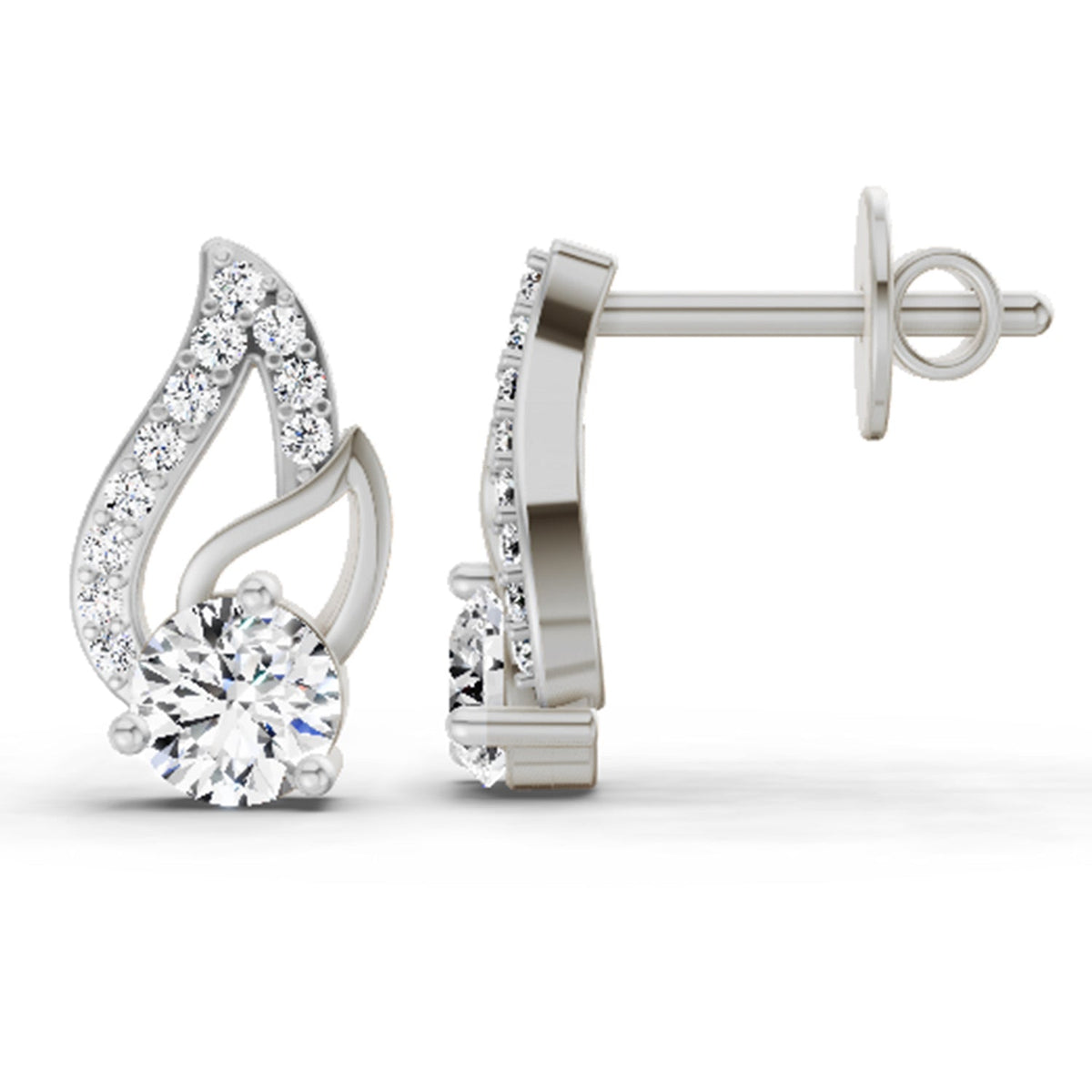 Graceful Round Diamond Stud Earrings