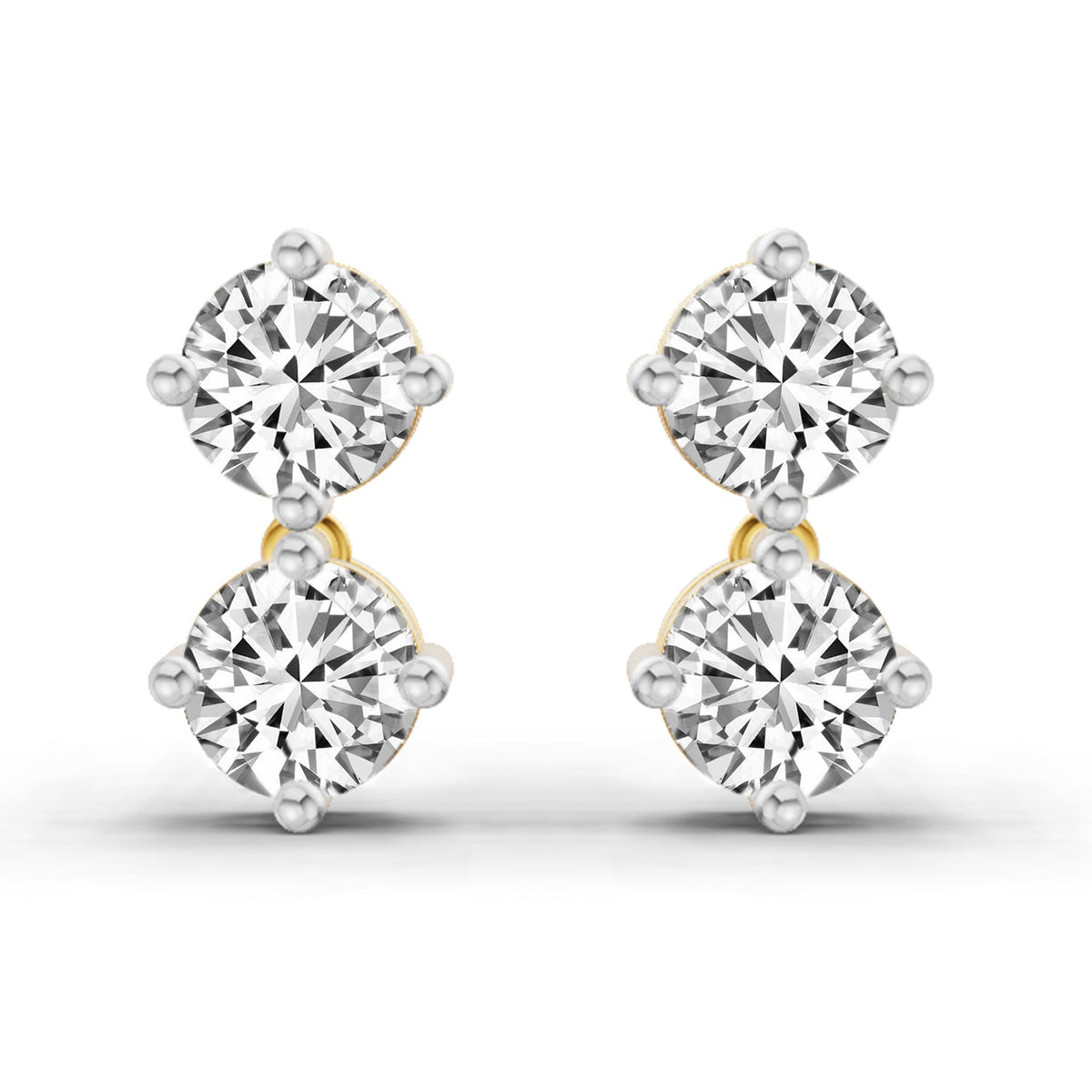 1.06 Carat Round Drop Earrings 14K