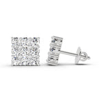 Enchanting Round Cluster Diamond Stud Earrings