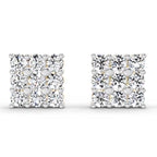0.94 Carat Round Cluster Stud Earrings 14K
