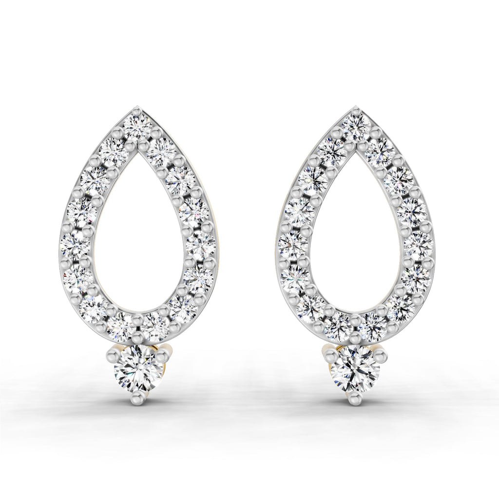 0.89 Carat Round Teardrop Stud Earrings 14K