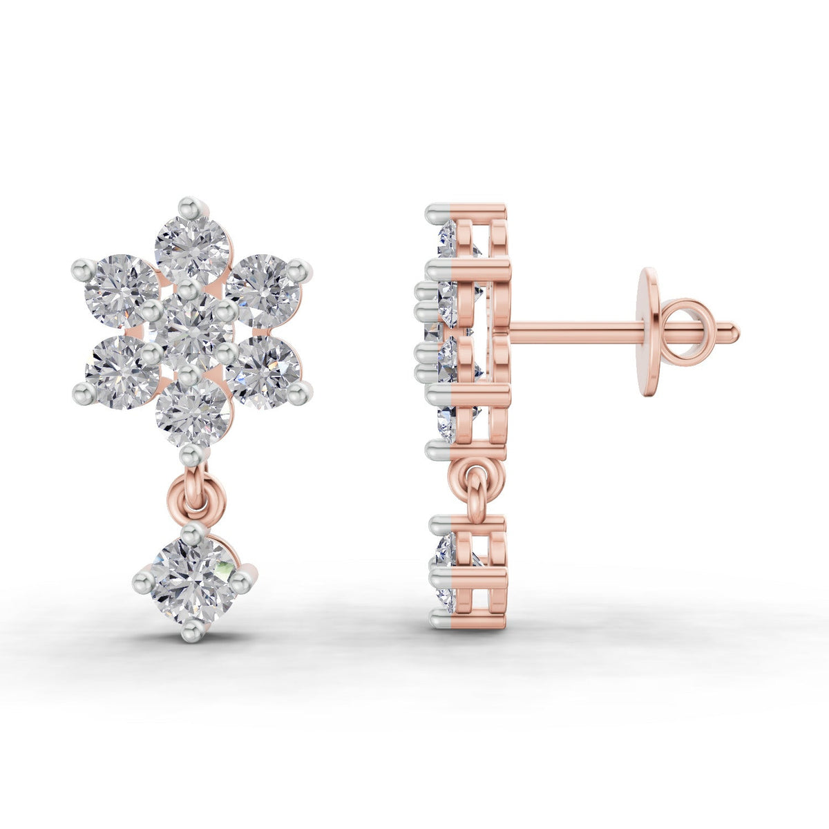 Radiant Snowflake Diamond Earrings