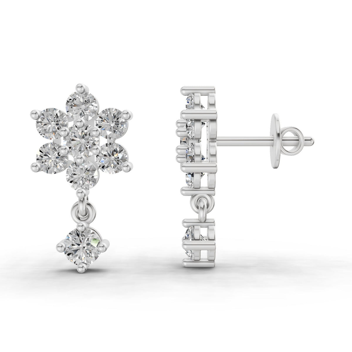 Radiant Snowflake Diamond Earrings