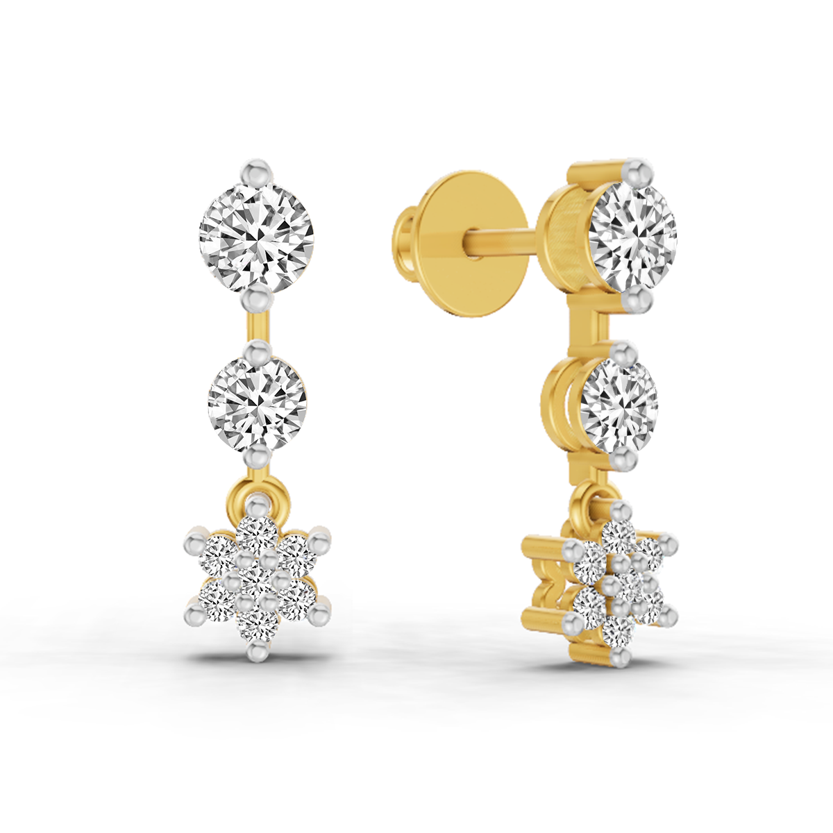 0.7 Carat Round Drop Earrings 14K