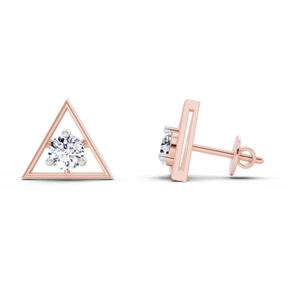Lustrous Triangle Geometric Diamond Stud Earrings