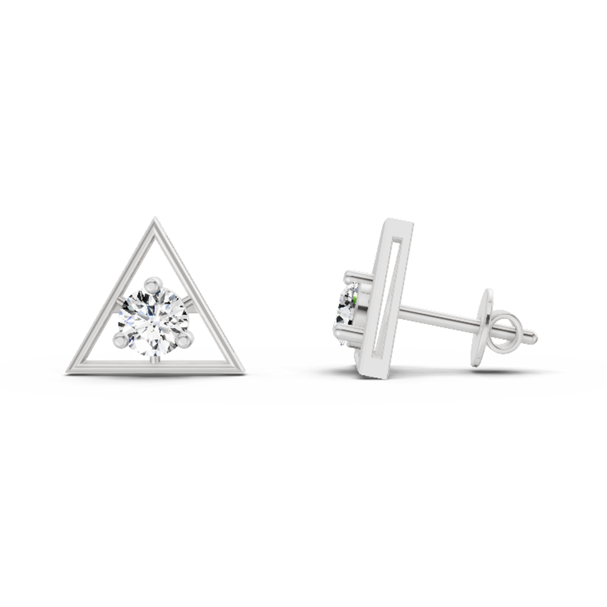 Lustrous Triangle Geometric Diamond Stud Earrings