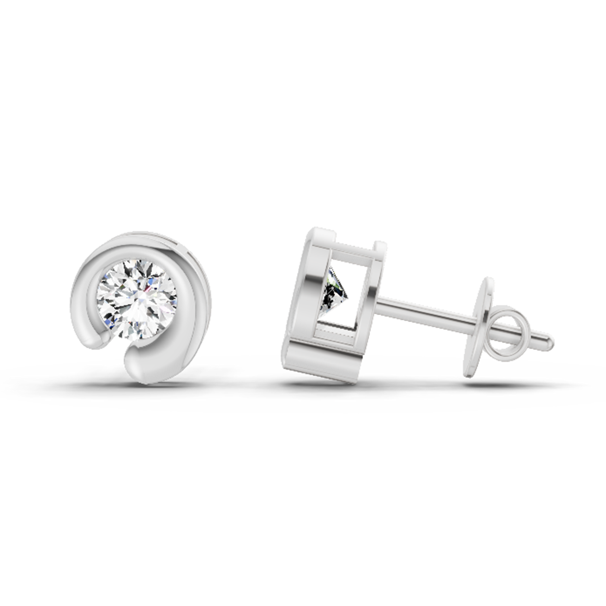 Pristine Bezel Diamond Stud Earrings