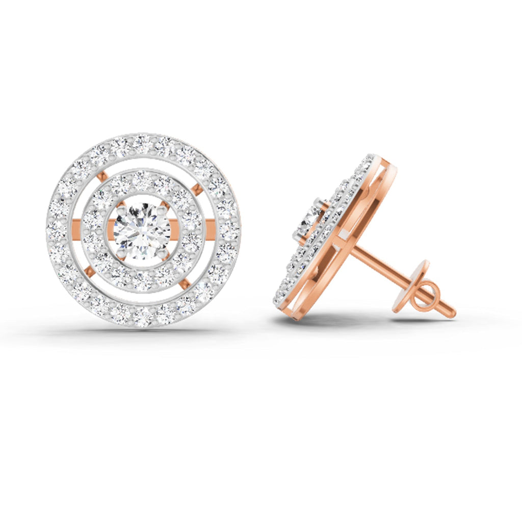 Majestic Round Halo Diamond Stud Earrings