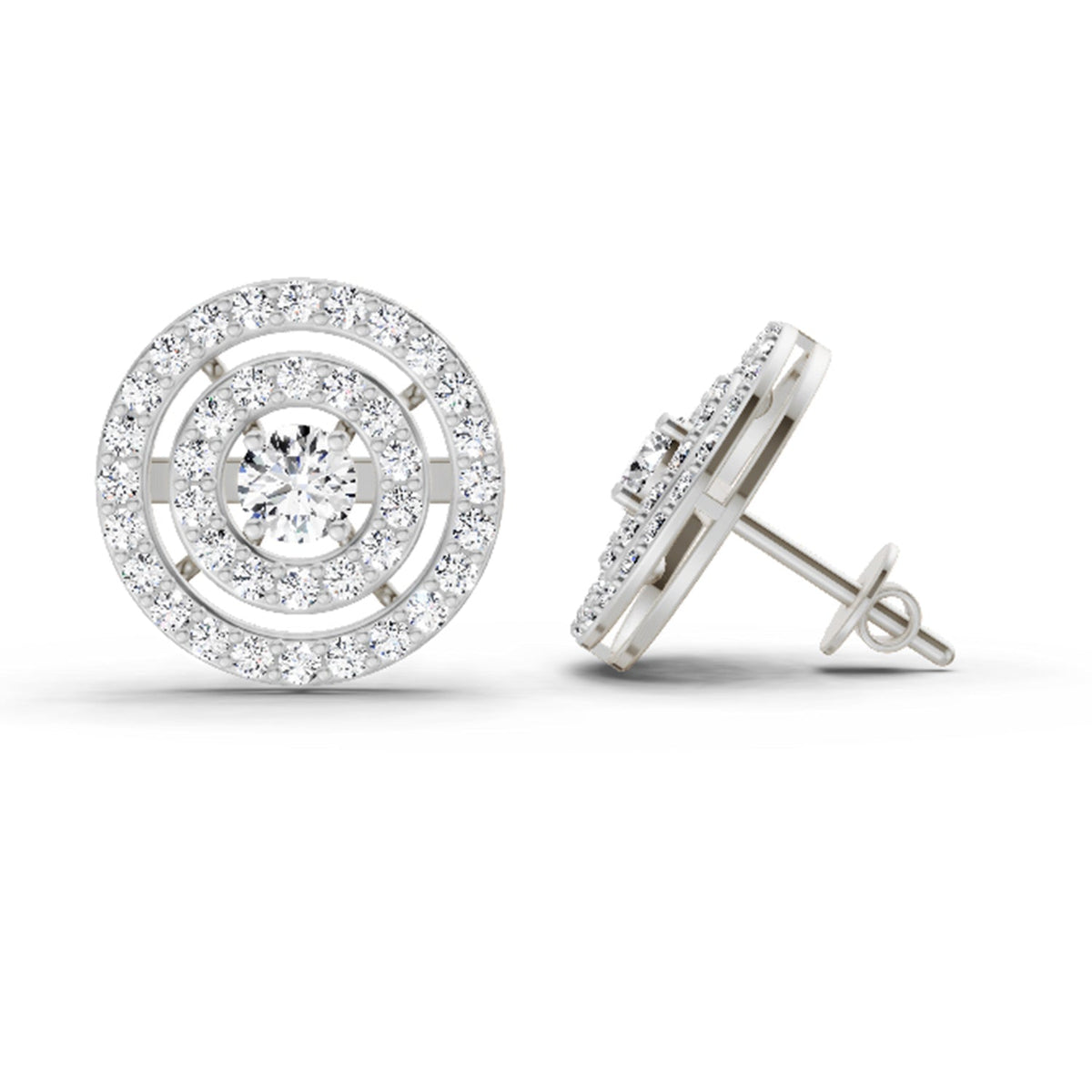 Majestic Round Halo Diamond Stud Earrings