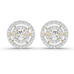 1.41 Carat Round Halo Stud Earrings 14K