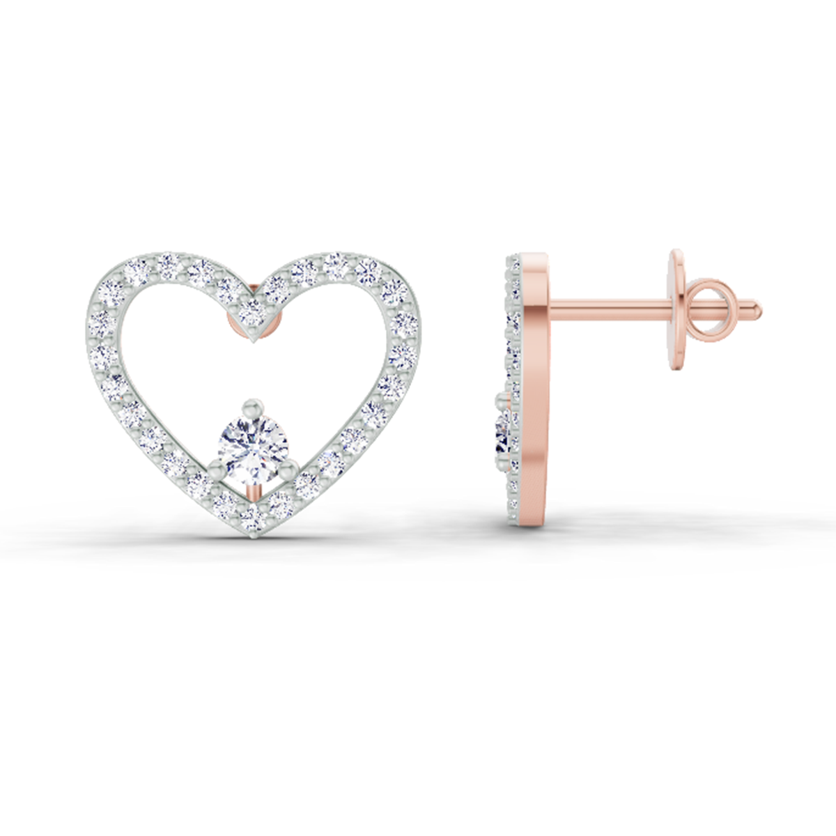 Eternal Heart Halo Diamond Stud Earrings