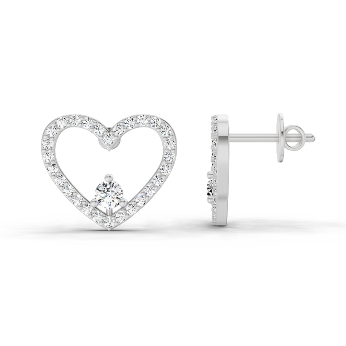 Eternal Heart Halo Diamond Stud Earrings