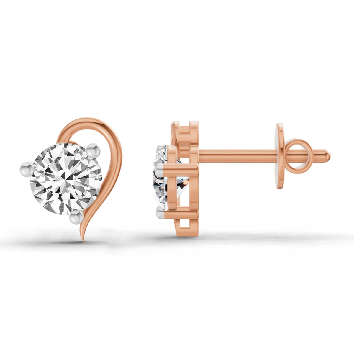 Elegant Round Diamond Stud Earrings