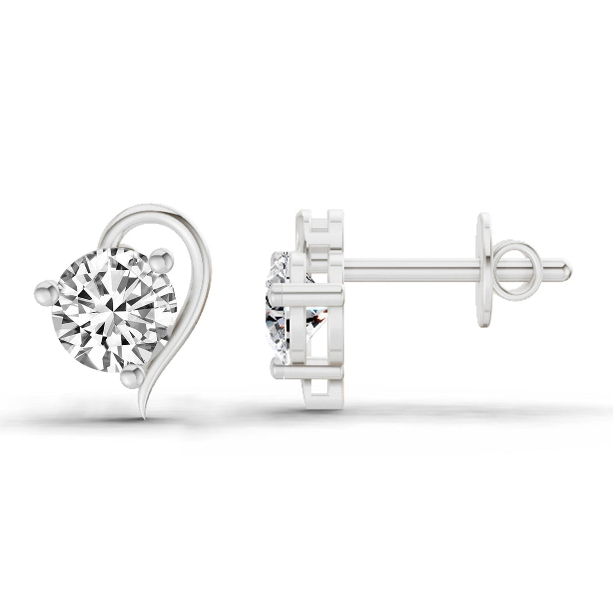 Elegant Round Diamond Stud Earrings