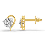 0.6 Carat Round Heart Stud Earrings 14K