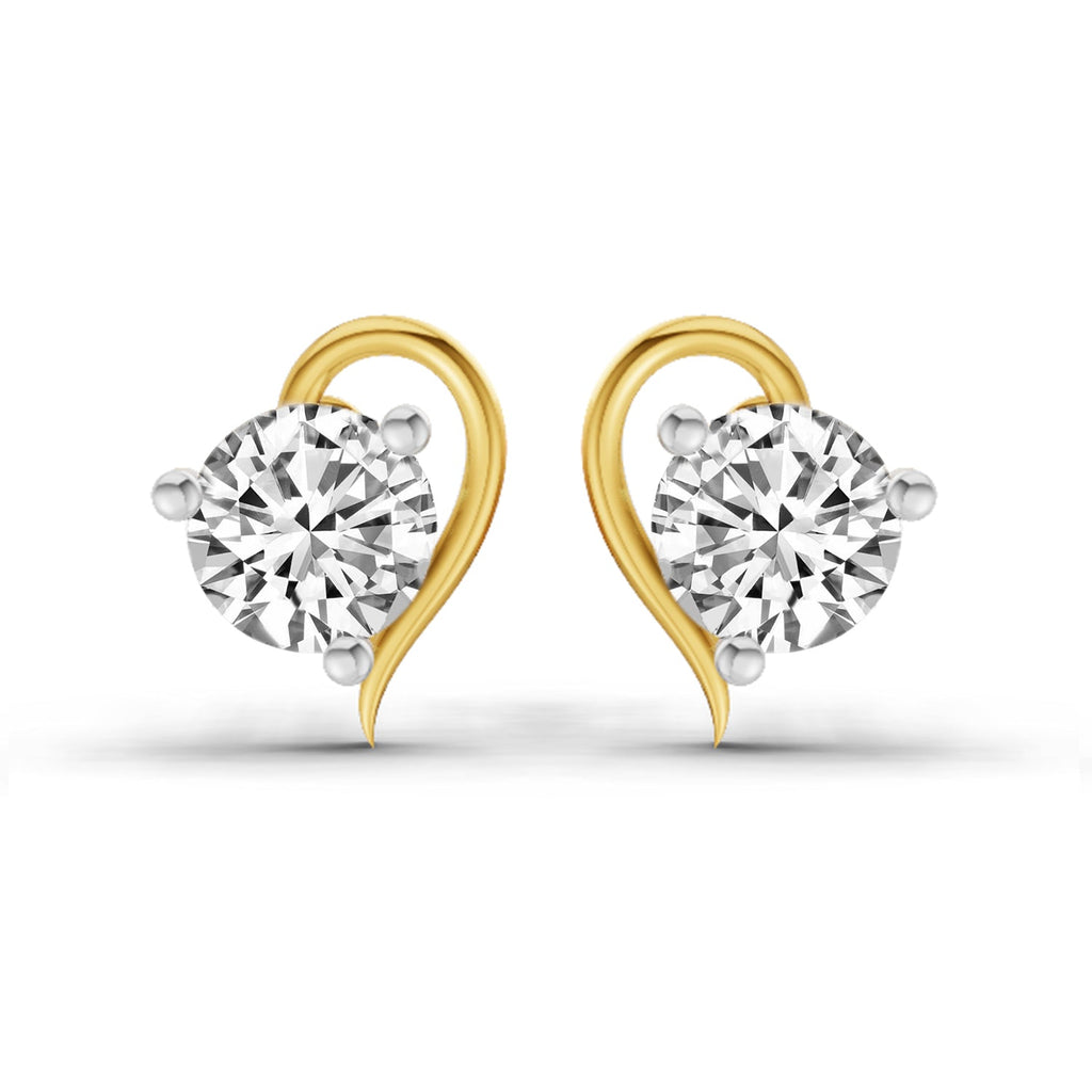 0.6 Carat Round Heart Stud Earrings 14K