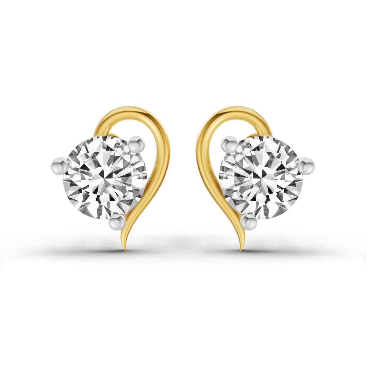 0.6 Carat Round Heart Stud Earrings 14K