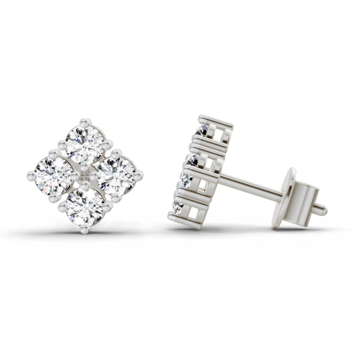 Resplendent Round Cluster Diamond Stud Earrings