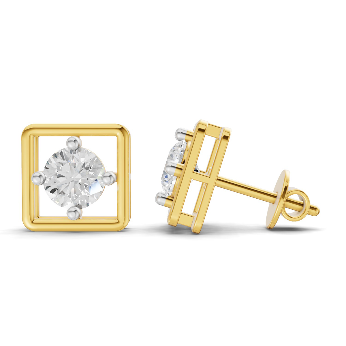 0.8 Carat Round Halo Earrings 14K