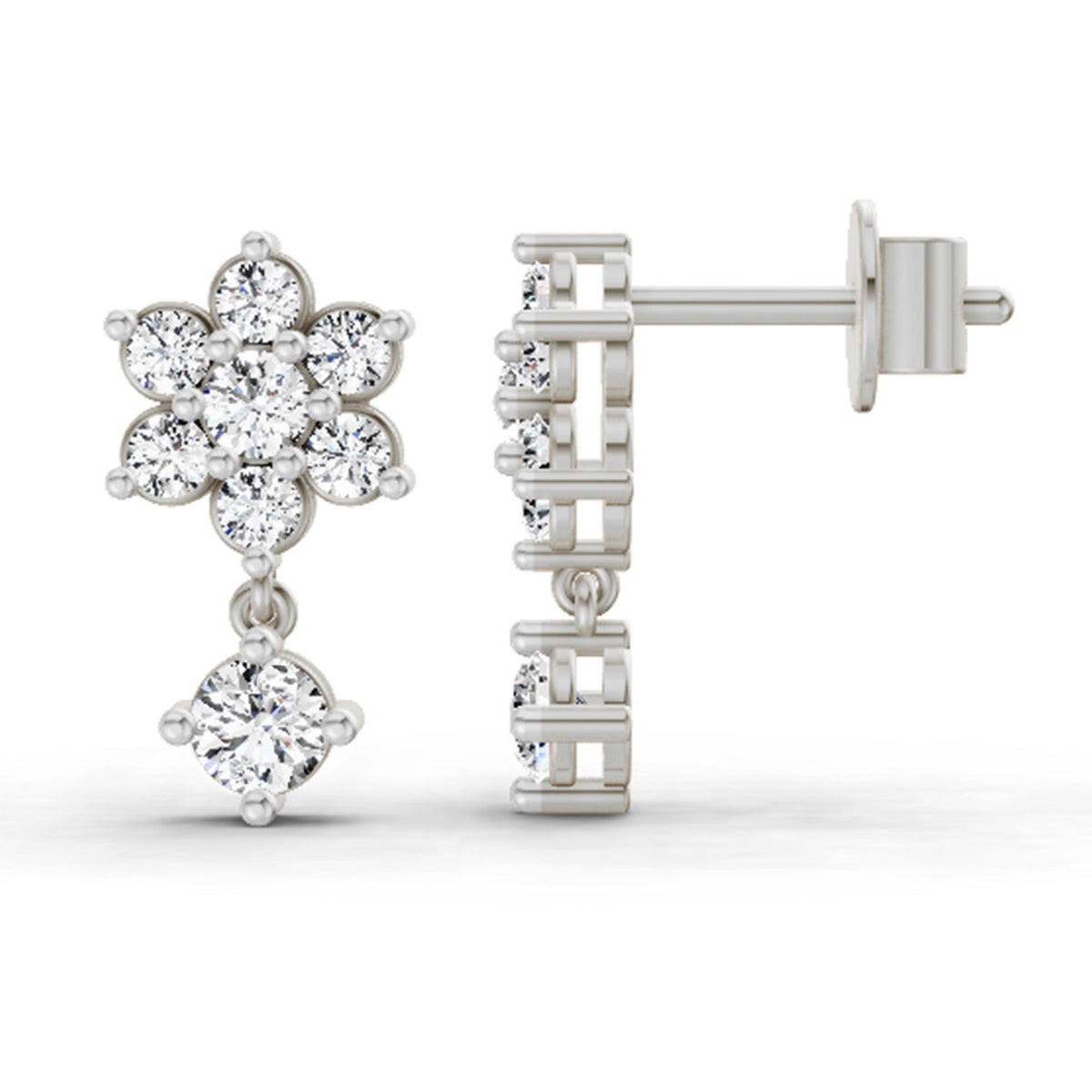 Radiant Trio Diamond Stud Earrings