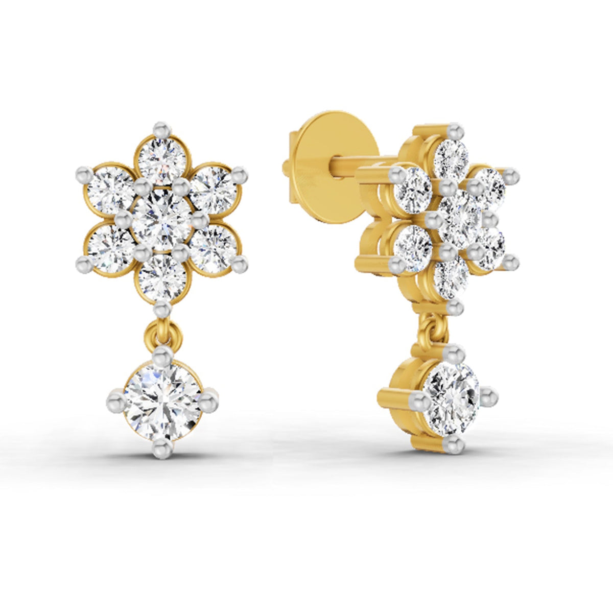 0.86 Carat Trio Stud Earrings 14K