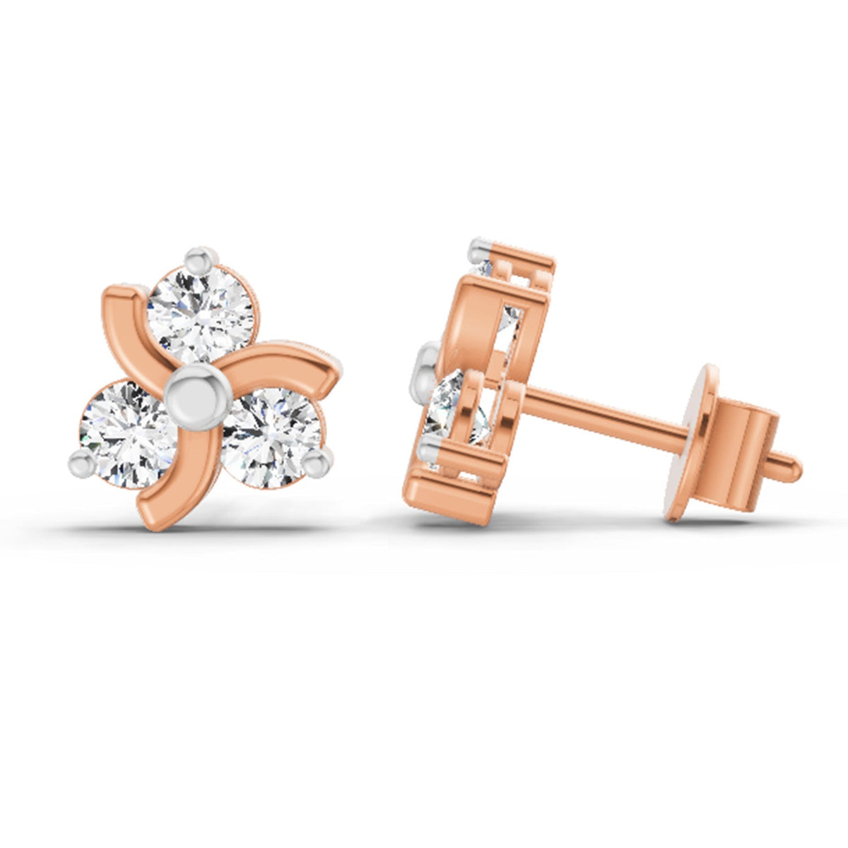 Gleaming Floral Diamond Stud Earrings