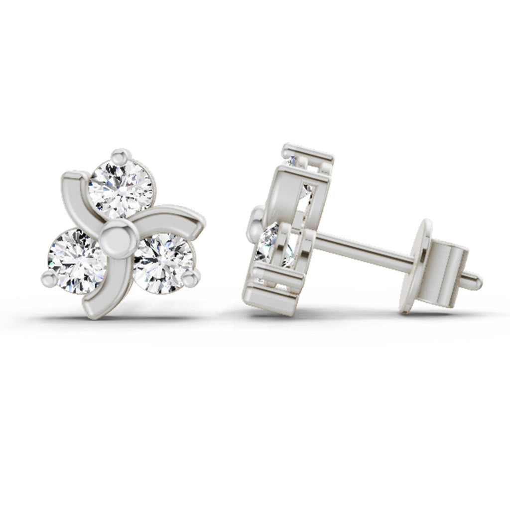 Gleaming Floral Diamond Stud Earrings