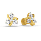 0.75 Carat Round Flower Stud Earrings 14K