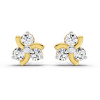 0.75 Carat Round Flower Stud Earrings 14K
