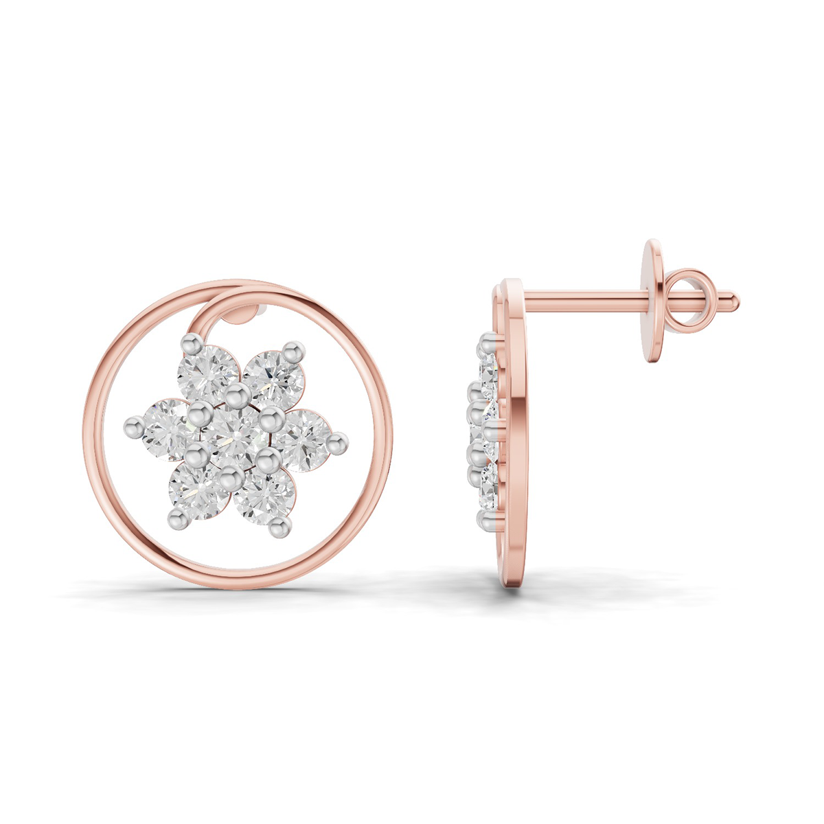 Sublime Round Petal Diamond Earrings