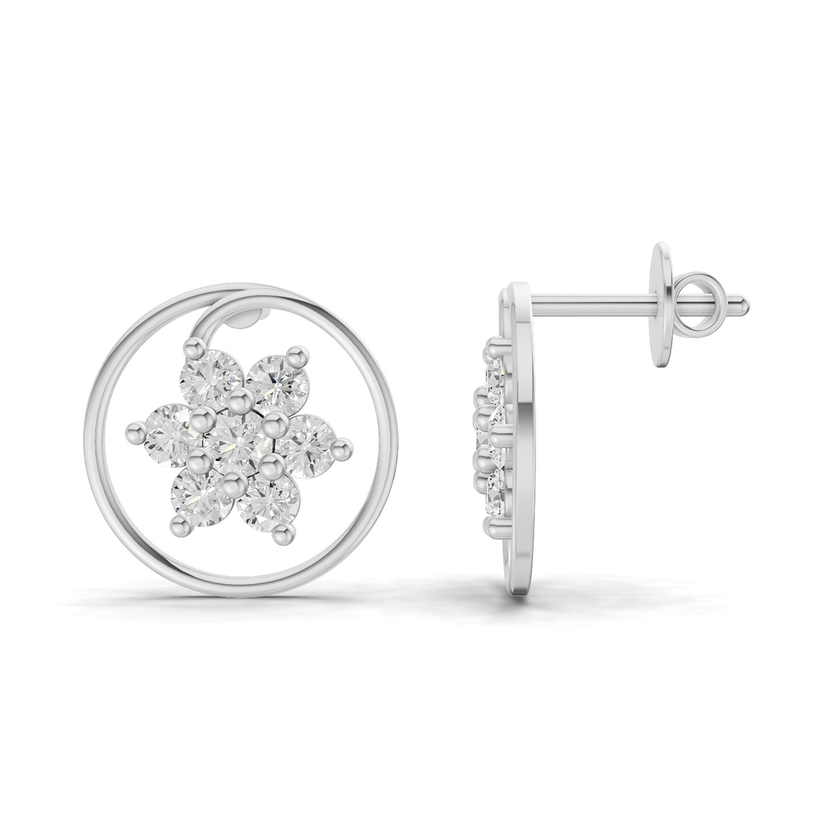 Sublime Round Petal Diamond Earrings