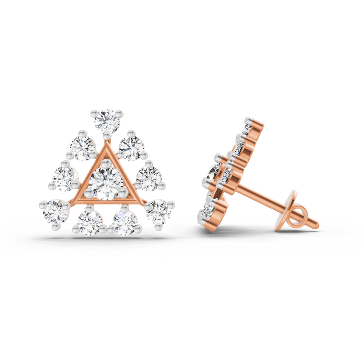 Celestial Round Diamond Stud Earrings