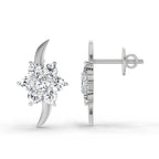 Glistening Round Floral Diamond Stud Earrings