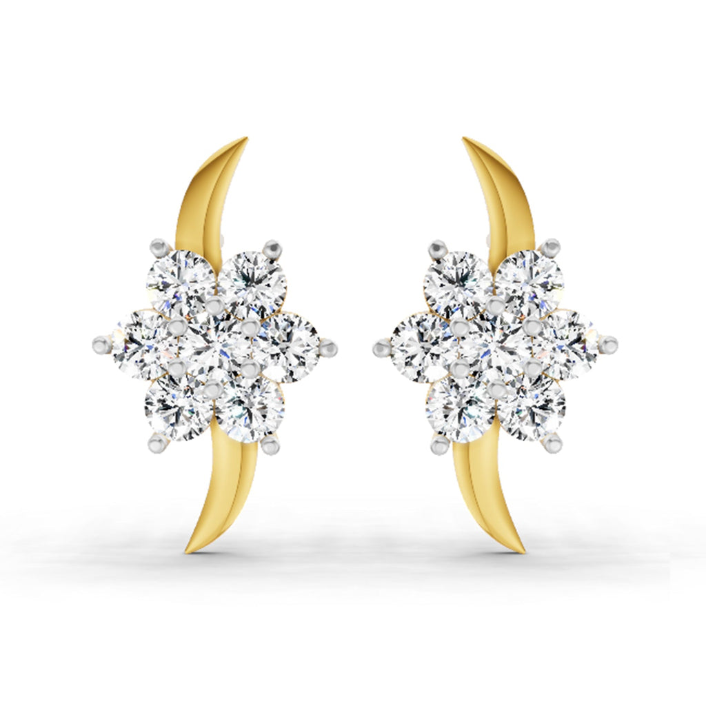 0.97 Carat Round Flower Stud Earrings 14K