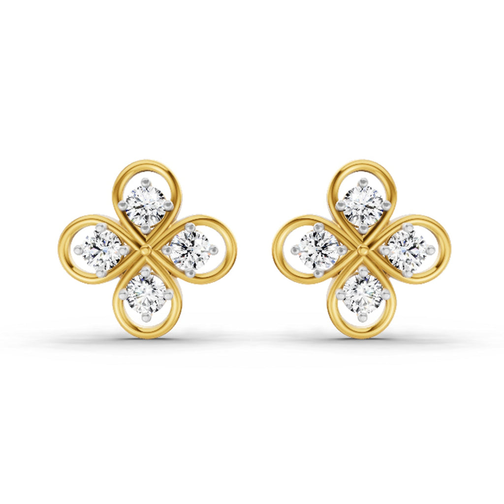 0.85 Carat Round Clover Stud Earrings 14K