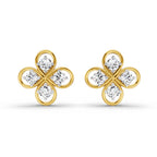 0.85 Carat Round Clover Stud Earrings 14K