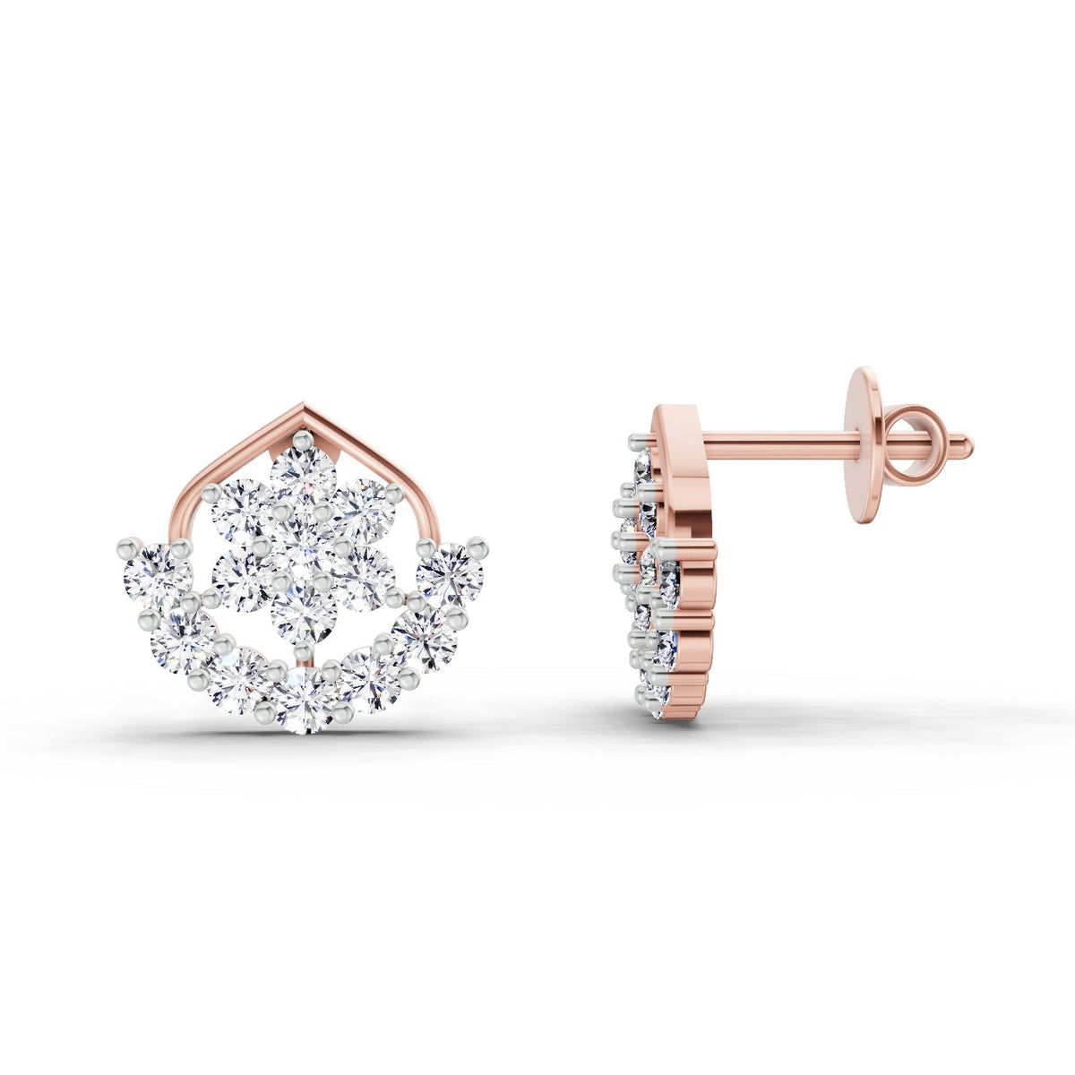 Lustrous Round Diamond Stud Earrings