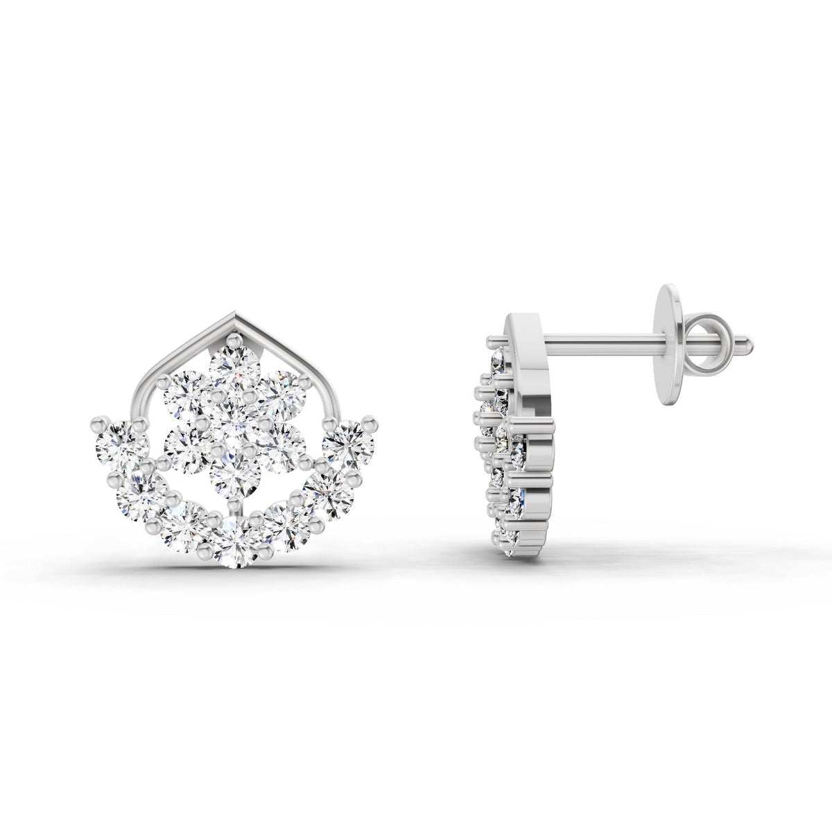 Lustrous Round Diamond Stud Earrings