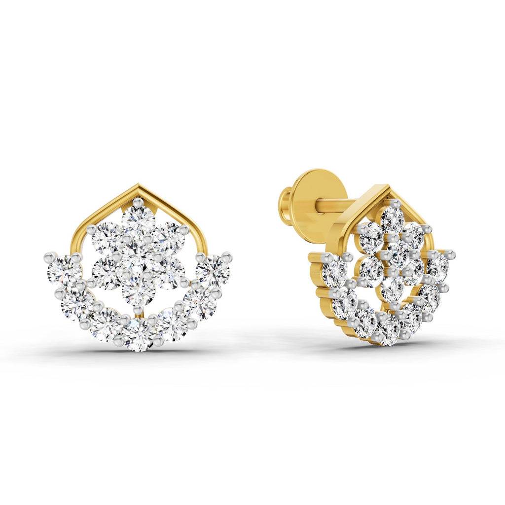 0.98 Carat Round Stud Earrings 14K