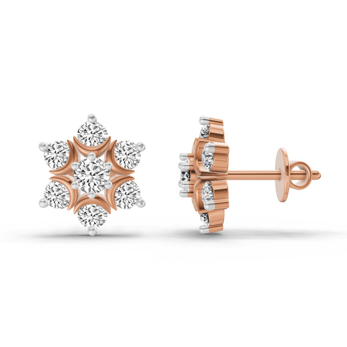Iconic Round Floral Diamond Stud Earrings