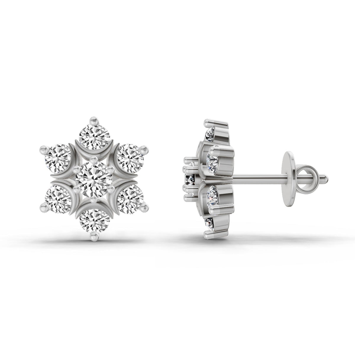 Iconic Round Floral Diamond Stud Earrings
